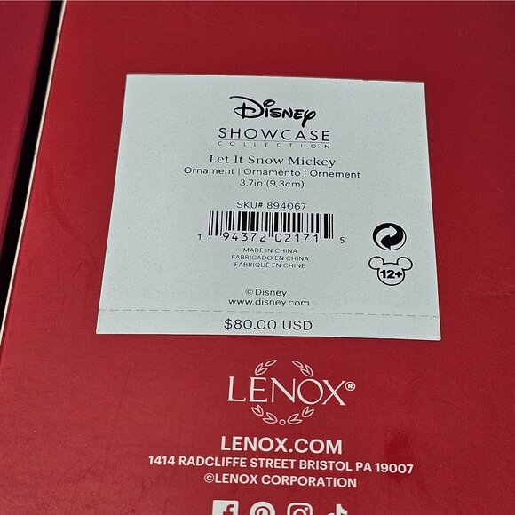 NEW! Mickey & Minnie Mouse Lenox Disney Showcase Collection Let it Snow Christma - Picture 4 of 11